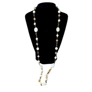 Silpada N1504 Mother of Pearl Rutilated Glass Riverstone Coco Beads Necklace 36”